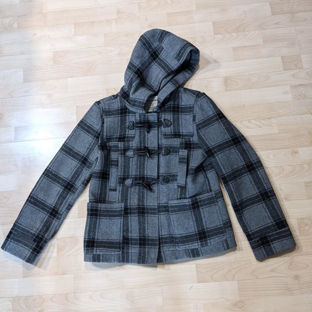 Aeropostale Eighty-Seven Wool-Blend Peacoat Gray Black Plaid Women's Large